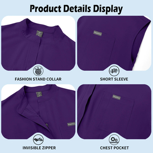 Uniforme Médico Personalizado con Logotipo, Mono <span class=keywords><strong>de</strong></span> <span class=keywords><strong>Trabajo</strong></span> Transpirable y Suave para SPA, con Cierre, Estilo Moderno, Pantalones Anchos para Enfermería - Product Image 3