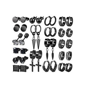 Clip-on <b>Earrings</b> <b>Black</b> Zinc Alloy <b>Cross</b> Shape For Women Party Fashion Jewelry Set - Product Image 1