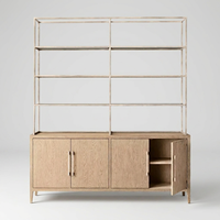 Meuble sur mesure en promotion : Buffet ouvert moderne en bois massif à 4 portes, bibliothèque et armoire pour la maison, le salon, le bureau ou l'école