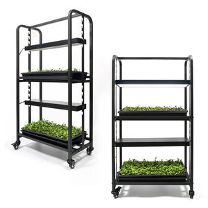 نظام زراعة مائي داخلي قابل للتعديل بطبقتين من الحديد مع إضاءة LED لزراعة النباتات الصغيرة وبذور القمح في المنزل - Product Image 1