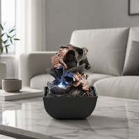 Fuente de Agua de Resina para Mesa, Estatua de Buda Dorada, Luz LED, Cascada Interior, Decoración para Meditación, Hogar, Oficina, Escritorio