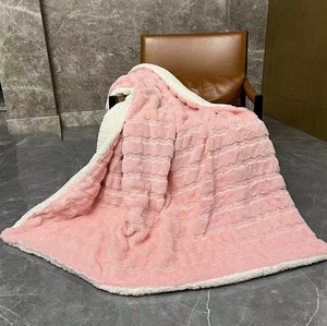 Ấm cúng sang trọng siêu mềm sợi nhỏ flannel lông cừu và màu hồng lót tùy chỉnh Sherpa chăn - Product Image 2