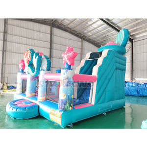 Château gonflable sauteur avec toboggan, thème dessin animé, pour enfants, thème sirène, aire de jeux gonflable ludique - Product Image 3