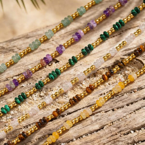 Pulsera de Moda de Acero Inoxidable con Cuentas de Arroz Coloridas y Cuentas de Ojo de Tigre Natural, Diseño con Cierre OT, Joyería Moderna Impermeable - Product Image 3