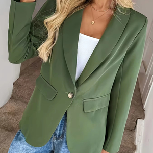 Mùa Thu Của Phụ Nữ Áo Khoác Dài Tay Áo Màu Rắn Đôi Ngực Kinh Doanh Phù Hợp Với Áo Khoác Với Nút Duy Nhất Đóng Cửa Văn Phòng Phụ Nữ Áo Khoác - Product Image 2