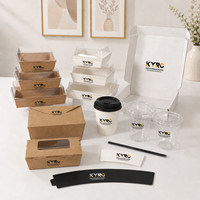 Boîte à pâtisserie personnalisée, ensemble complet pour emporter, boîtes à charcuterie avec couvercle, gobelet à café en plastique pour emballage à emporter