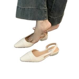 Marca de lujo diseñador de moda PU cuero diseño damas verano nuevo estilo puntiagudo Sandalias de tacón bajo Mujer Zapatos planos antideslizantes - Product Image 5