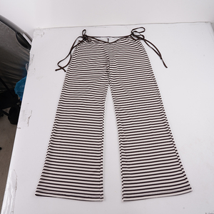 Pantalon extensible taille basse à rayures colorblock avec découpes latérales et liens, style urbain européen et américain, coupe flatteuse, basique et décontracté, pour un look tendance. - Product Image 6