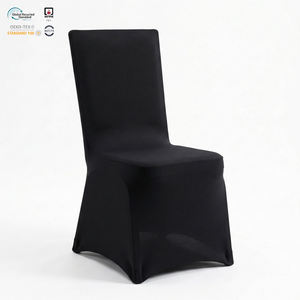 Funda elástica de licra para silla de comedor, anti-desgarros, color negro marfil, para hotel, ajustable y plegable - Product Image 1