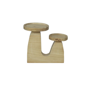 Soporte de exhibición de dos niveles y mesa auxiliar hecha de madera maciza de Acacia con construcción robusta y acabado natural perfecto - Product Image 1