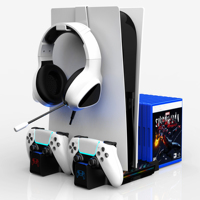 Station de charge et de refroidissement multifonction avec support pour casque pour PS5, station de charge double pour manette PS5