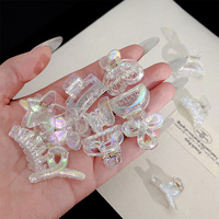 Mini pince à cheveux papillon en plastique irisé, élégante et faite à la main, pour la nuque, les franges et comme accessoire de coiffure