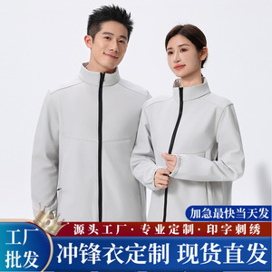 Autumn Winter Warm Fleece Stand Collar Softshell <b>Jacket</b> Unisex Windproof Outdoor Workwear Outerwear - Product Image 5