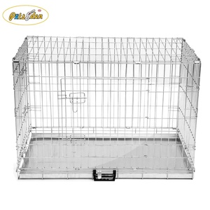 Yüksek kaliteli gümüş demir <span class=keywords><strong>Pet</strong></span> köpek sandık kulübesi çinko kaplı katlanabilir Metal köpek kafesi Metal tepsi ile - Product Image 3