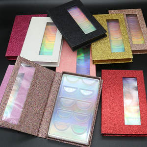 Kotak Bulu Mata Palsu Kustom 5 Dalam 1 25 Mm Bulu Mata Kotak Kemasan Bulu Mata Mink Palsu Grosir Glitter Kosong 5 Pasang 25 Mm Bulu Mata Magnet Merah Muda - Product Image 5