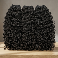 Rambut Keriting Alami India 1B, Bundel Rambut Manusia Virgin 100% Virgin, Jahitan Mesin Ganda, Grosir