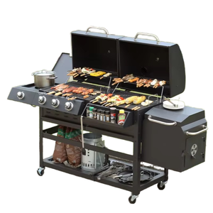 <span class=keywords><strong>Barbecue</strong></span> <span class=keywords><strong>hybride</strong></span> sur roulettes en acier de grande taille personnalisé, rôtissoire de luxe, <span class=keywords><strong>barbecue</strong></span> au gaz et au charbon de bois haut de gamme, allumage automatique, revêtement en poudre - Product Image 3