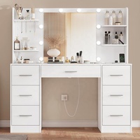 Table de toilette moderne en bois blanc avec miroir pour le maquillage