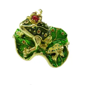 584 cheap frog box metal/frog jeweled box/yiwu frog jewelry box