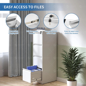 Armoire de classement verticale en acier à 4 tiroirs avec serrure, démontable et assemblable, pour cartes et dossiers - Product Image 4