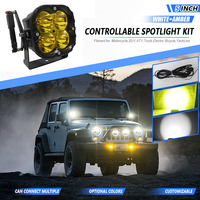 Feux antibrouillard LED tout-terrain 5x5 pouces, contrôlables à l'intérieur de la voiture, oscillation haut/bas pour 4x4 UTV/camion