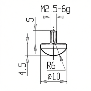Ttake Measuring Tips For Comparators M2.5 6g R6 10 4.5mm Length - Product Image 1