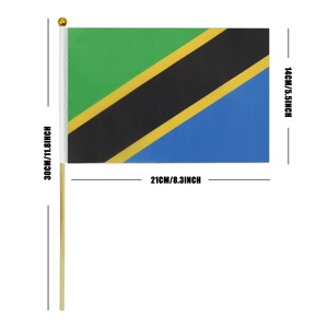 Bandera agitada a mano de poste de madera de Tanzania de gran oferta de fábrica 2024 para vacaciones generales - Product Image 3