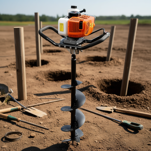 Tarière thermique 63 cm³ à moteur 2 temps avec tige de 8 pieds pour le forage de trous de poteaux à usage industriel - Product Image 2