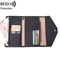 Portefeuille de voyage multifonctionnel unisexe anti-RFID en PU pour passeports et essentiels