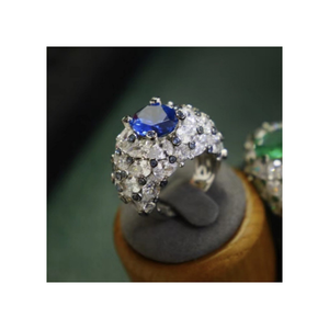 Wholesale LAVINA 925 Sterling Silver Luxury <b>Statement</b> <b>Ring</b> Unique Design Oval Zircon with Radiant Cut Unisex - Product Image 1