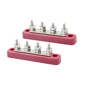 4-Way 100 Amp RV Marine Stainless Steel ABS Cover Red Copper Busbar for Solar Electric System