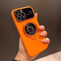 Étui pour téléphone portable givré avec support magnétique à grande lentille pour iPhone 15 14 plus 13 12 11 Pro max antichoc