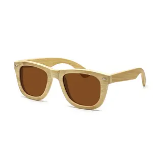 Hochwertige quadratische Vollholz-Bambus-Sonnenbrille Kunden spezifische polarisierte kühle Sonnenbrille für Männer und Frauen UV400