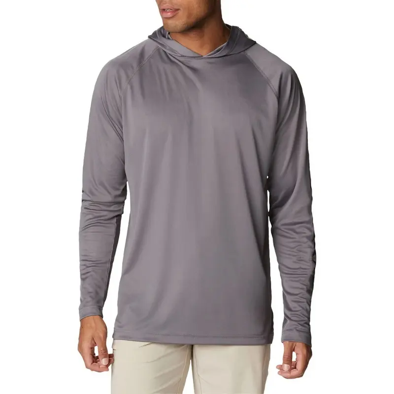 Customize performance fishing wear polyester spandex man fishing hoodie upf 50 hooded plain fishing shirt