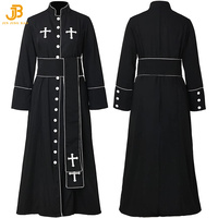 Robe de Prêtre, Costume de Clergé d'Église avec Col Montant, Soutane Romaine Imprimée pour Pasteur