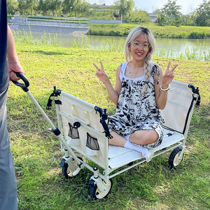 Carro plegable de 4 ruedas de alta resistencia, vagón utilitario para exteriores, carrito de compras de gran capacidad para la playa, carro plegable para acampar - Product Image 1