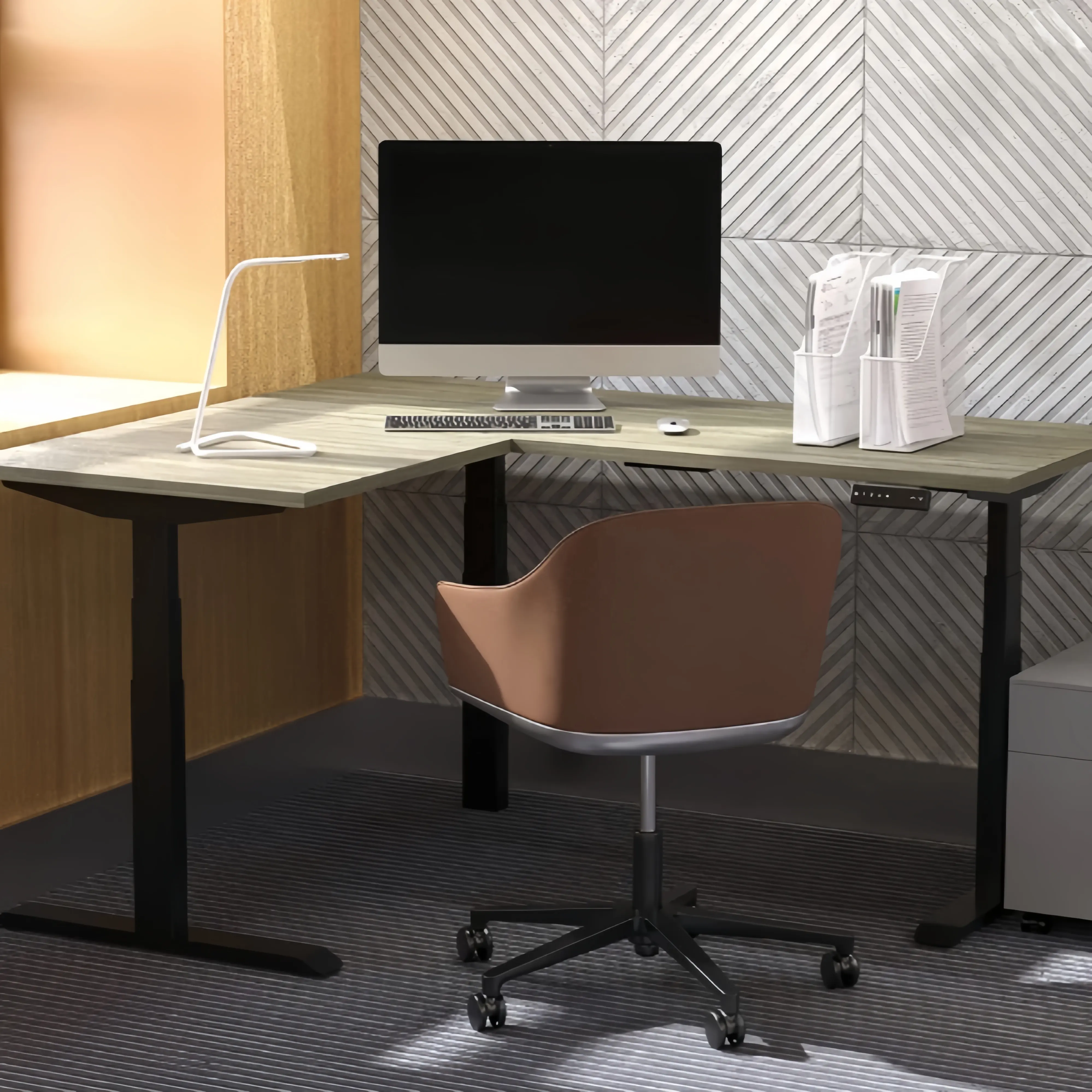 높이 조절 가능한 리프팅 스마트 오피스 테이블 전동식 스탠드 책상 스크린으로 맞춤형 전동 스탠딩 데스크