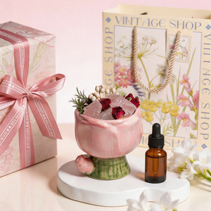 Pink Tulip Crystal Reed Diffuser Gift Set Dried Flower No Fire Aromatherapy <b>Essential</b> Oil Bedroom Decor Birthday Gift - Product Image 2