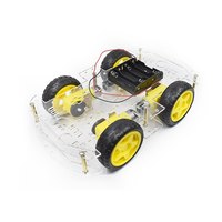Kit de Voiture Intelligente 4x4, Châssis de Robot Intelligent avec Encodeur de Vitesse et Boîtier de Batterie, Kit Électronique DIY