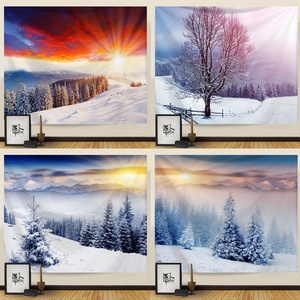Art Decor Naturel <span class=keywords><strong>Neige</strong></span> Paysage Paysage Série Brossé Tissu Court En Peluche Haute Qualité Tapisseries En Gros Cadeau De Vacances - Product Image 3