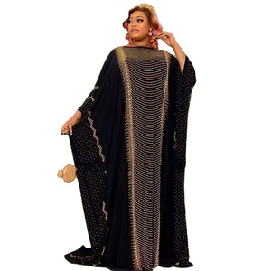 Vestido Africano de Chifón con Pedrería para <span class=keywords><strong>Mujer</strong></span> Musulmana, Ropa Tradicional Étnica Islámica, Abaya Africana de Talla Grande - Product Image 4