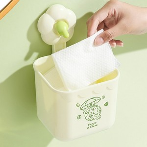 Flower Suction Cup Facial Towel Storage Box Rectangular Wall Mounted No Lid Bathroom Sink Use - Product Image 1