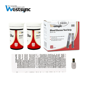 Appareil portable 3-en-1 pour la mesure du <span class=keywords><strong>glucose</strong></span> sanguin, 50 bandelettes de <span class=keywords><strong>test</strong></span> de <span class=keywords><strong>glucose</strong></span> - Seules les bandelettes de <span class=keywords><strong>glucose</strong></span> fournies, pas d'analyseur d'acide urique ni de cholestérol - Product Image 1