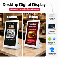 Layar Sentuh Digital Signage Desktop 15,6 Inci, Kios Layar Sentuh Kapasitif 10 Titik, Layar Iklan Android untuk Restoran