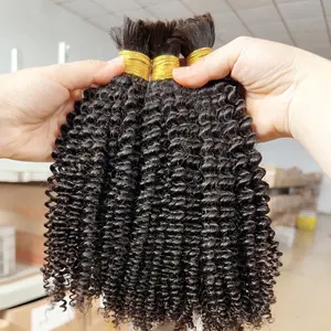 Wholesale bulk human hair unprocessed cambodian raw hair weave kinky curly no weft