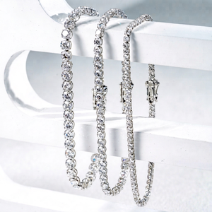 Pulsera de tenis de plata S925 de alta competición con diamantes de laboratorio sueltos DEF VS de corte redondo de 2mm, 2.8mm, 3.2mm para mujer - Product Image 1