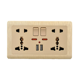 White Universal Double 5-pin Wall Power Outlet SDK Customizable 220V 10-pin Plug <b>Socket</b> <b>with</b> LED Indicator Light - Product Image 1