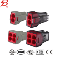 Connecteur de fil à connexion rapide BELEKS 2 ports 400V 32A Bloc de bornes à enfoncement en matériau PC pour conducteurs solides et toronnés de 4 mm²