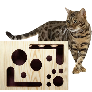 Boîte d'enrichissement et de grattage pour chat en bois, alternative aux coupe-ongles et aux meuleuses, emballage carton en papier de verre pour chats d'intérieur - Product Image 1
