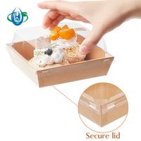 Impresión de logotipo Envases de comida para llevar desechables Caja para llevar Fiambreras con tapas Caja de aperitivos de papel Kraft marrón Cuadrada